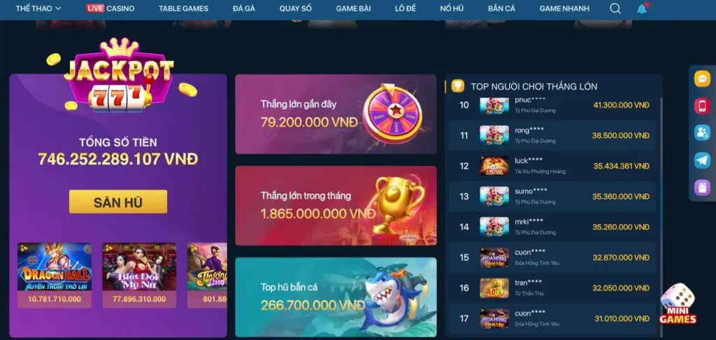 Giao diện lựa chọn các sảnh game bắn cá